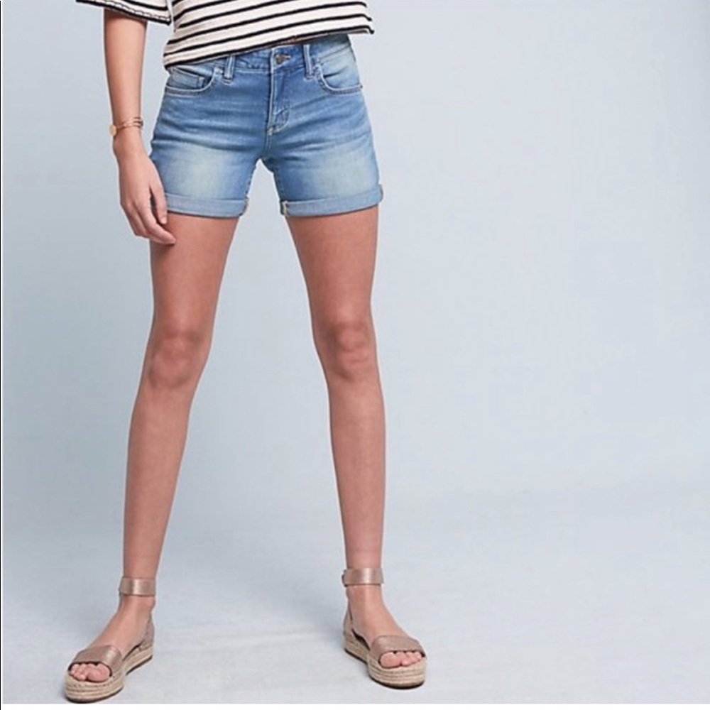 ANTHRO Pilcro & the Letterpress Stet 6” Inseam Roll Up Denim Short Size 29